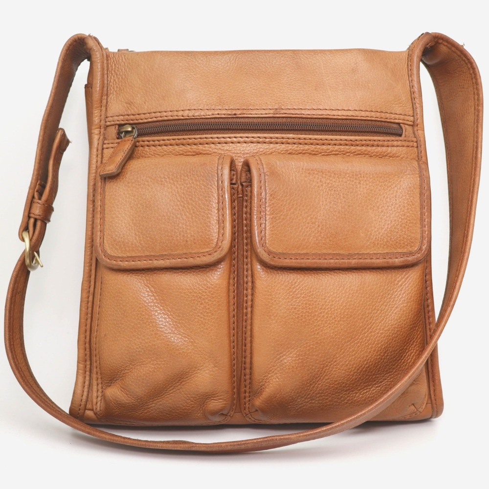 Vintage Fossil Classic #75082 Brown Leather Messenger Bag